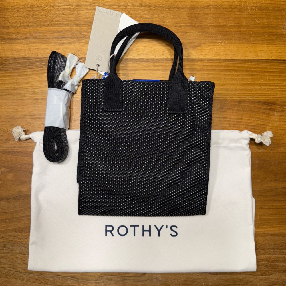 Rothy's - Petite Tote - Black + Silver - NWT